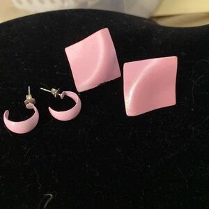 Pretty in Pink metal earrings vintage earrings